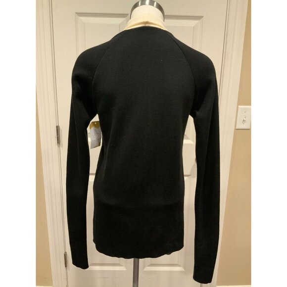 Haider Ackermann Black 100% Wool Sweater W/ Cream Turtleneck, Size Medium - Picture 6 of 10